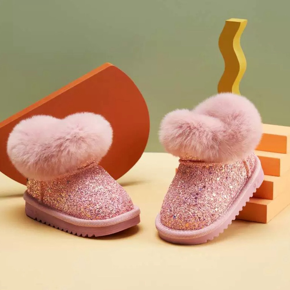 Baby pink glitter winter boots